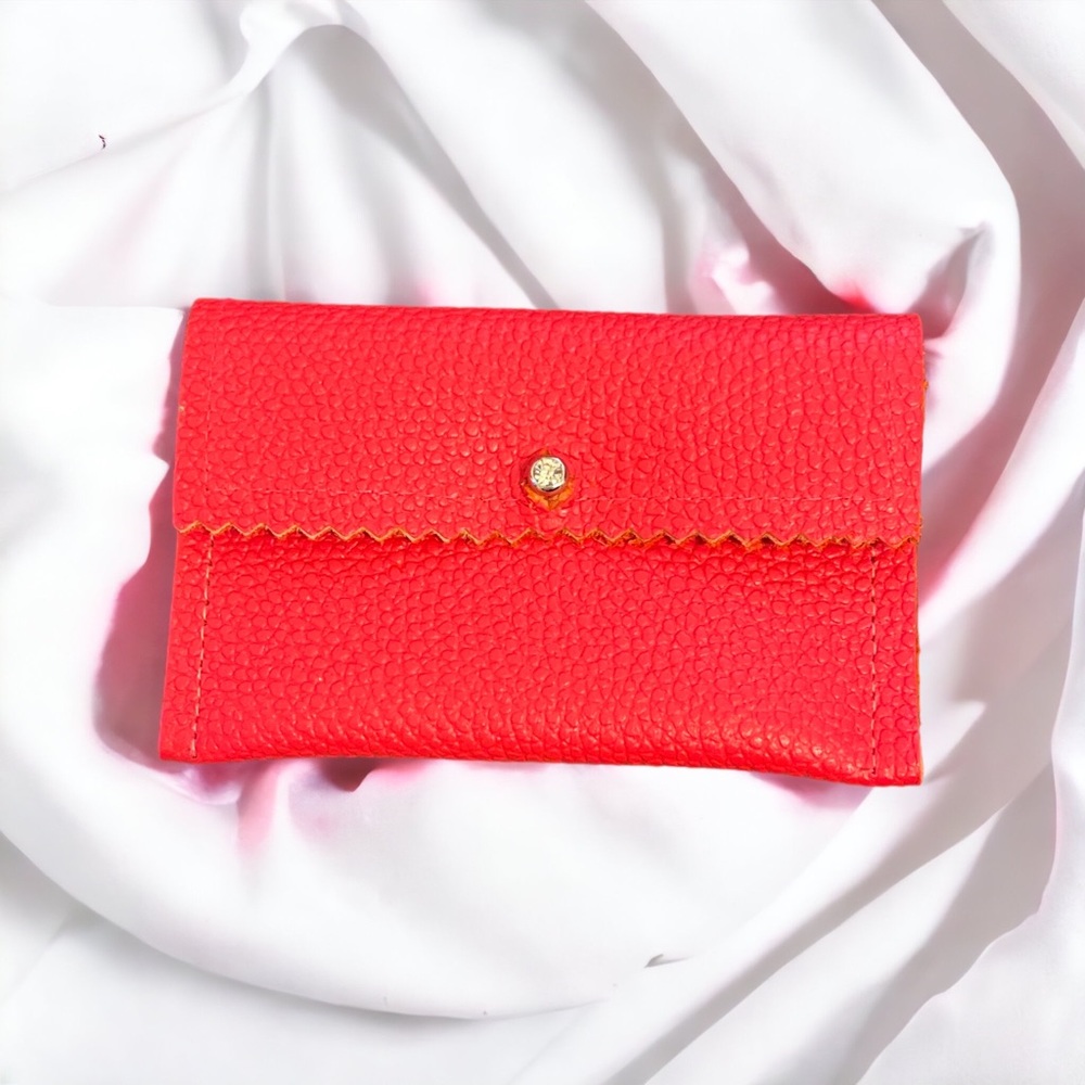 Handmade Red Leather Credit Card Business Card Case Holder